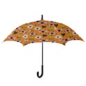 Flower Orange Pattern Floral Hook Handle Umbrellas (Small) View3