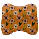 Flower Orange Pattern Floral Velour Head Support Cushion View1