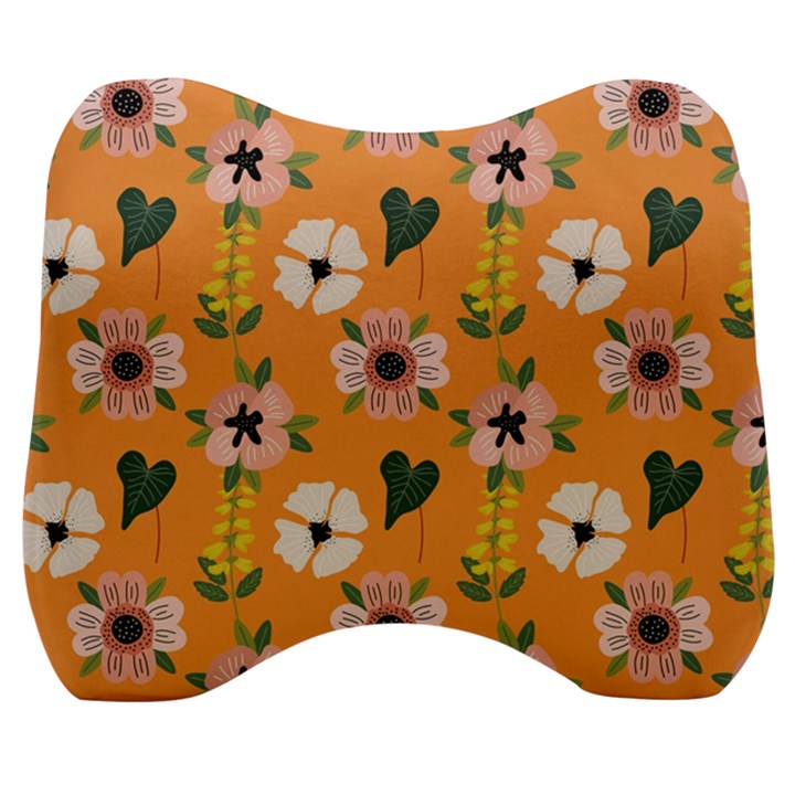 Flower Orange Pattern Floral Velour Head Support Cushion