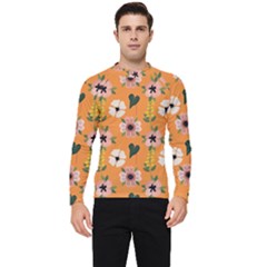 Flower Orange Pattern Floral Men s Long Sleeve Rash Guard by Dutashop