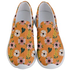 Flower Orange Pattern Floral Men s Lightweight Slip Ons