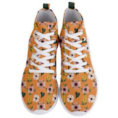 Flower Orange Pattern Floral Men s Lightweight High Top Sneakers