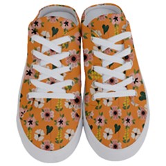 Flower Orange Pattern Floral Half Slippers by Dutashop