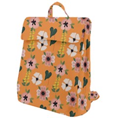 Flower Orange Pattern Floral Flap Top Backpack