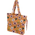 Flower Orange Pattern Floral Drawstring Tote Bag View1