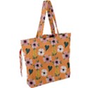 Flower Orange Pattern Floral Drawstring Tote Bag View2