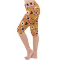 Flower Orange Pattern Floral Lightweight Velour Cropped Yoga Leggings View2