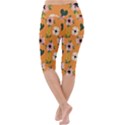 Flower Orange Pattern Floral Lightweight Velour Cropped Yoga Leggings View4