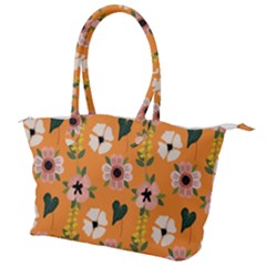 Flower Orange Pattern Floral Canvas Shoulder Bag