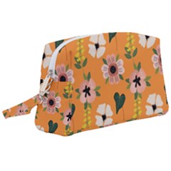 Flower Orange Pattern Floral Wristlet Pouch Bag (large) by Dutashop