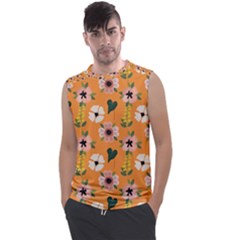 Flower Orange Pattern Floral Men s Regular Tank Top