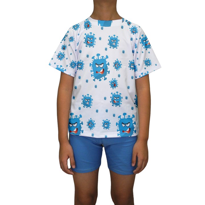 Illustrations Virus Corona Covid Infection Kids  Short Sleeve Swimwear