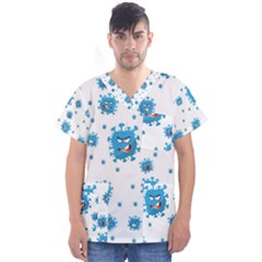 Illustrations Virus Corona Covid Infection Men s V-neck Scrub Top