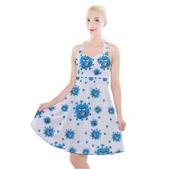 Illustrations Virus Corona Covid Infection Halter Party Swing Dress 