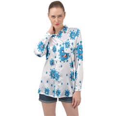 Illustrations Virus Corona Covid Infection Long Sleeve Satin Shirt