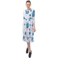 Illustrations Virus Corona Covid Infection Ruffle End Midi Chiffon Dress