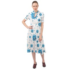 Illustrations Virus Corona Covid Infection Keyhole Neckline Chiffon Dress