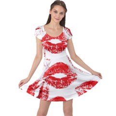 Red Lipsticks Lips Make Up Makeup Cap Sleeve Dress by Dutashop