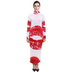 Red Lipsticks Lips Make Up Makeup Turtleneck Maxi Dress