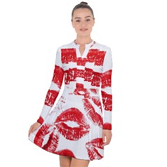 Red Lipsticks Lips Make Up Makeup Long Sleeve Panel Dress by Dutashop