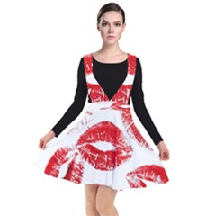 Red Lipsticks Lips Make Up Makeup Plunge Pinafore Dress by Dutashop