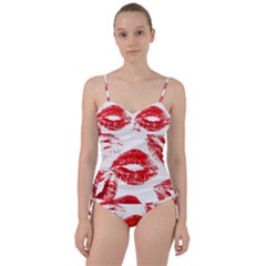 Red Lipsticks Lips Make Up Makeup Sweetheart Tankini Set