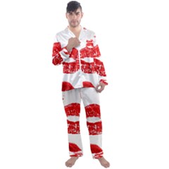 Red Lipsticks Lips Make Up Makeup Men s Long Sleeve Satin Pajamas Set