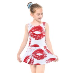 Red Lipsticks Lips Make Up Makeup Kids  Skater Dress Swimsuit