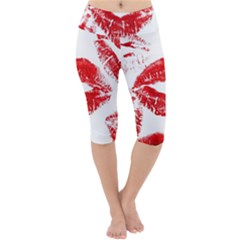 Red Lipsticks Lips Make Up Makeup Lightweight Velour Cropped Yoga Leggings