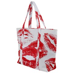 Red Lipsticks Lips Make Up Makeup Zip Up Canvas Bag by Dutashop