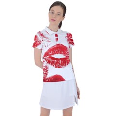 Red Lipsticks Lips Make Up Makeup Women s Polo Tee