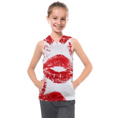 Red Lipsticks Lips Make Up Makeup Kids  Sleeveless Hoodie by Dutashop