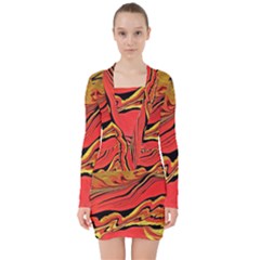 Warrior s Spirit  V-neck Bodycon Long Sleeve Dress by BrenZenCreations