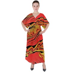 Warrior s Spirit  V-neck Boho Style Maxi Dress