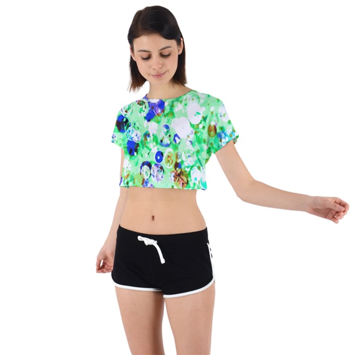 Summer Sequins Tie Back Short Sleeve Crop Tee