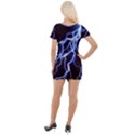 Blue Thunder at night, Colorful Lightning graphic Short Sleeve Asymmetric Mini Dress View2