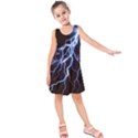 Blue Thunder at night, Colorful Lightning graphic Kids  Sleeveless Dress View1