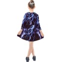 Blue Thunder at night, Colorful Lightning graphic Kids  Quarter Sleeve Shirt Dress View2