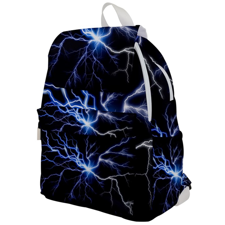 Blue electric Thunder Storm, Colorful Lightning graphic Top Flap Backpack