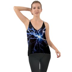 Blue Electric Thunder Storm, Colorful Lightning Graphic Chiffon Cami by picsaspassion