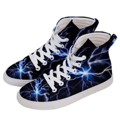 Blue Electric Thunder Storm, Colorful Lightning Graphic Women s Hi-top Skate Sneakers by picsaspassion