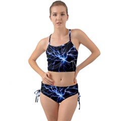 Blue Electric Thunder Storm, Colorful Lightning Graphic Mini Tank Bikini Set by picsaspassion