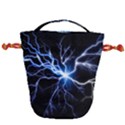 Blue electric Thunder Storm, Colorful Lightning graphic Drawstring Bucket Bag View1