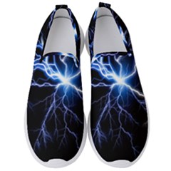 Blue Electric Thunder Storm, Colorful Lightning Graphic Men s Slip On Sneakers by picsaspassion