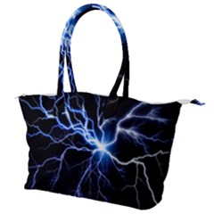 Blue Electric Thunder Storm, Colorful Lightning Graphic Canvas Shoulder Bag by picsaspassion