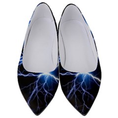 Blue Electric Thunder Storm, Colorful Lightning Graphic Women s Low Heels by picsaspassion