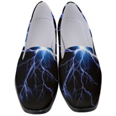 Blue Electric Thunder Storm, Colorful Lightning Graphic Women s Classic Loafer Heels by picsaspassion