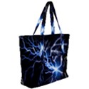 Blue electric Thunder Storm, Colorful Lightning graphic Zip Up Canvas Bag View2