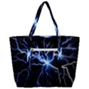 Blue electric Thunder Storm, Colorful Lightning graphic Zip Up Canvas Bag View3