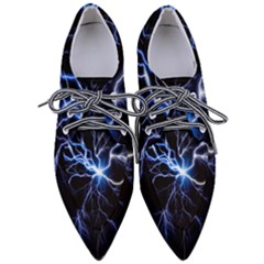 Blue Electric Thunder Storm, Colorful Lightning Graphic Pointed Oxford Shoes by picsaspassion